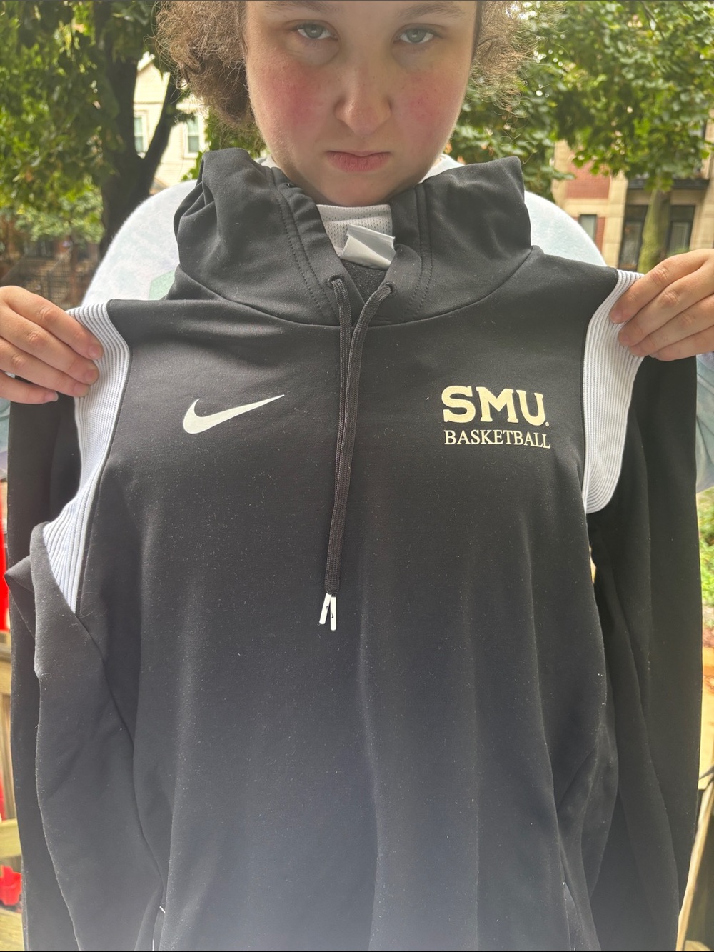 Nike Black SMU Basketball Pullover Hoodie with White Accents